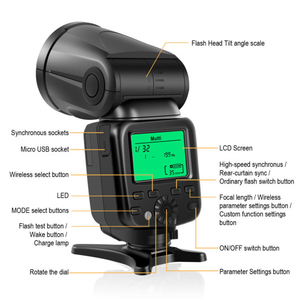 GVM TTL Li-Ion Camera Flash Speedlite for Canon and Nikon - Image 11
