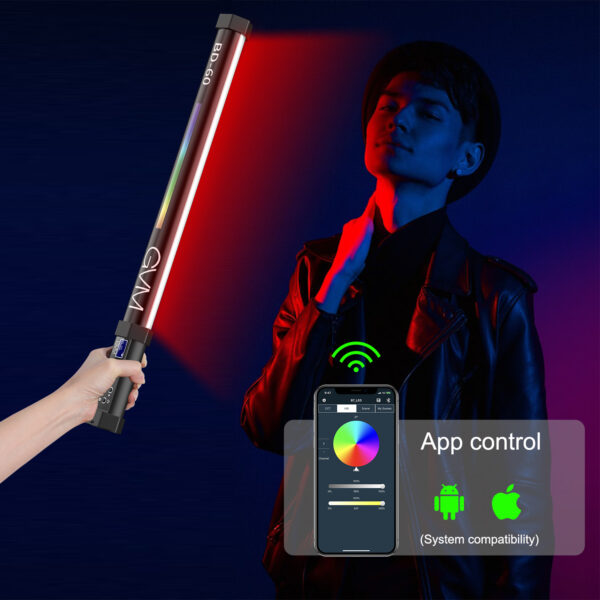 GVM 2-Pack RGB LED Light Stick Kit,20W Dimmable 3200K~5600K Bi-Color Handheld Light with Tripod Stand /360° Full Color/CRI 97+/8 Scenes/Bag for Camera Video Studio YouTube Product Photography Shooting - 图片 7