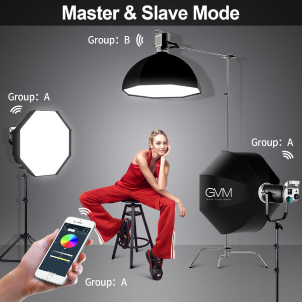 GVM SD200R RGB Bi-Color LED Video Lights Kit with Lantern Softbox - 图片 2