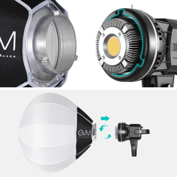 GVM P80PROⅡ 80W LED Monolight Daylight Kit with Lantern Softbox - 图片 8