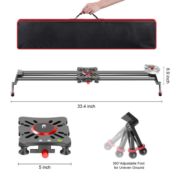 GVM GP-80FW Carbon Fiber Camera Slider with Flywheel (33") - 图片 2