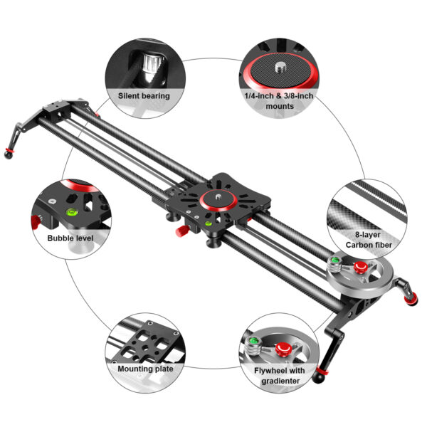GVM GP-80FW Carbon Fiber Camera Slider with Flywheel (33") - 图片 8
