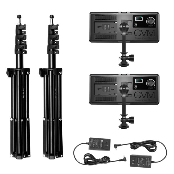 GVM On-Camera 20W Bi-color LED Video Light 2-Light Kit - 图片 3