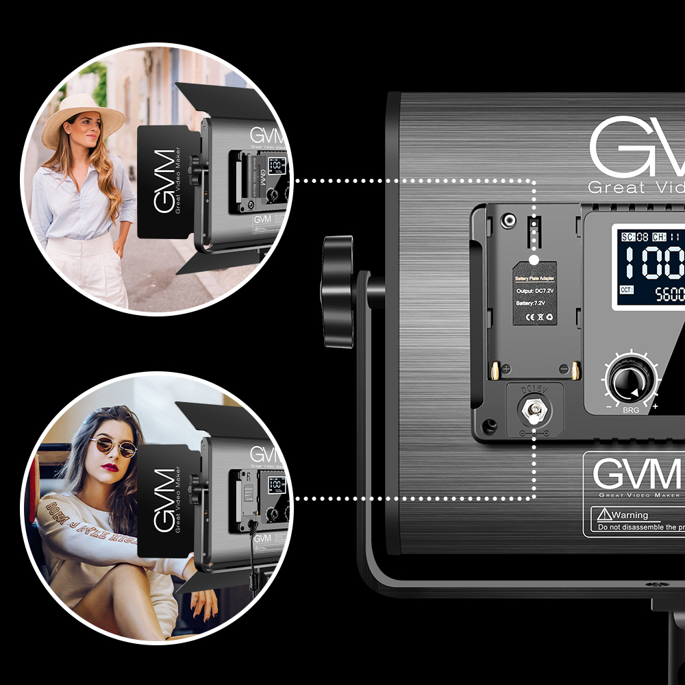 GVM 880RS RGB LED Studio 2-Video-Light-Kit 22 GVM 880RS 11 多种供电选项