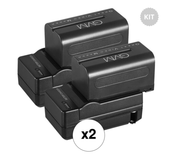 GVM NP-F750 4400mAh Battery and Travel Charger Kit (Set of 4)