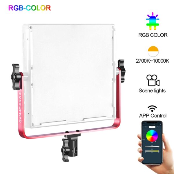 GVM R50R288 50W High Power Soft Light Bi-Color & RGB Video Light - Image 2