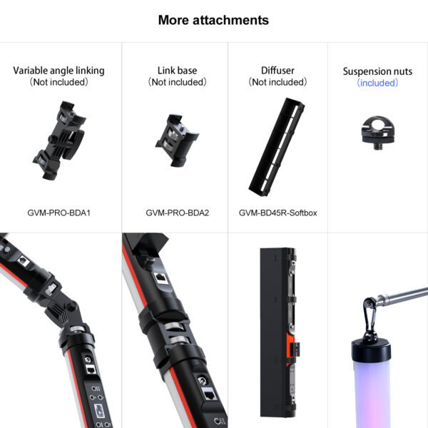 GVM BD25R RGB & Bi-color Colorful stick Tube Light - 图片 12