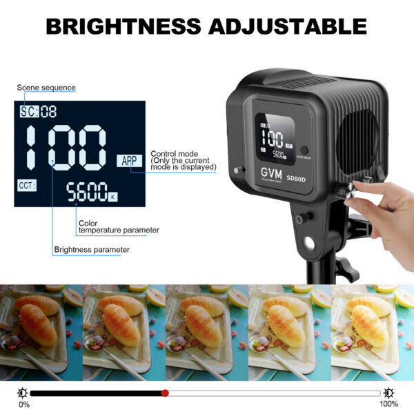 GVM SD80D 80w Bi-Color Spotlight Daylight Can use Battery - Image 5