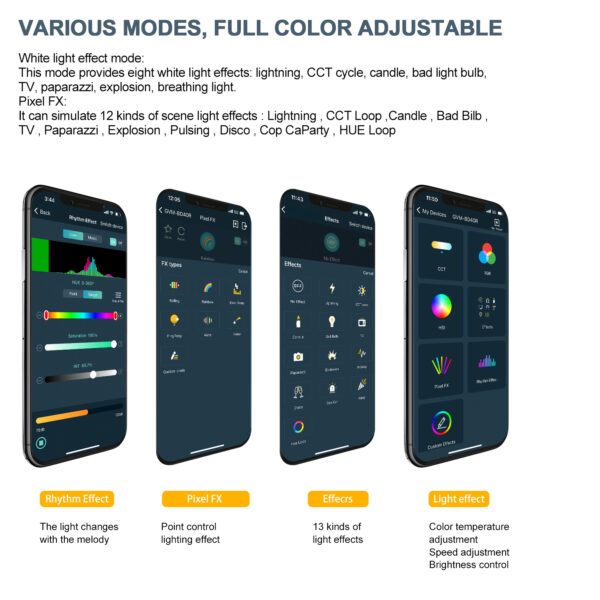 GVM BD45R RGB & Bi-color Colorful stick Tube Light - 图片 12