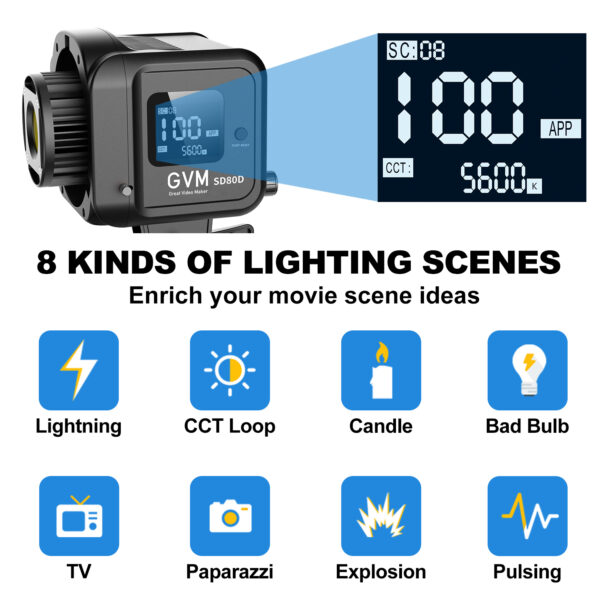 GVM SD80D 80w Bi-Color Spotlight Daylight Can use Battery - Image 6