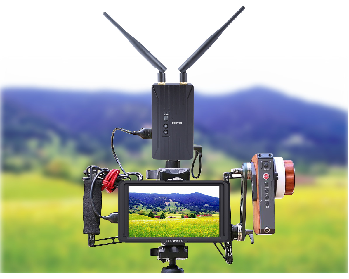 FeelWorld F5 5.0" Full HD HDMI On-Camera Monitor with 4K Support and Tilt Arm 22 Wireless monitor