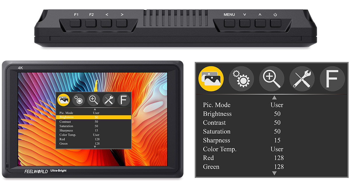 FeelWorld F5 5.0" Full HD HDMI On-Camera Monitor with 4K Support and Tilt Arm 19 hd monitor hdmi