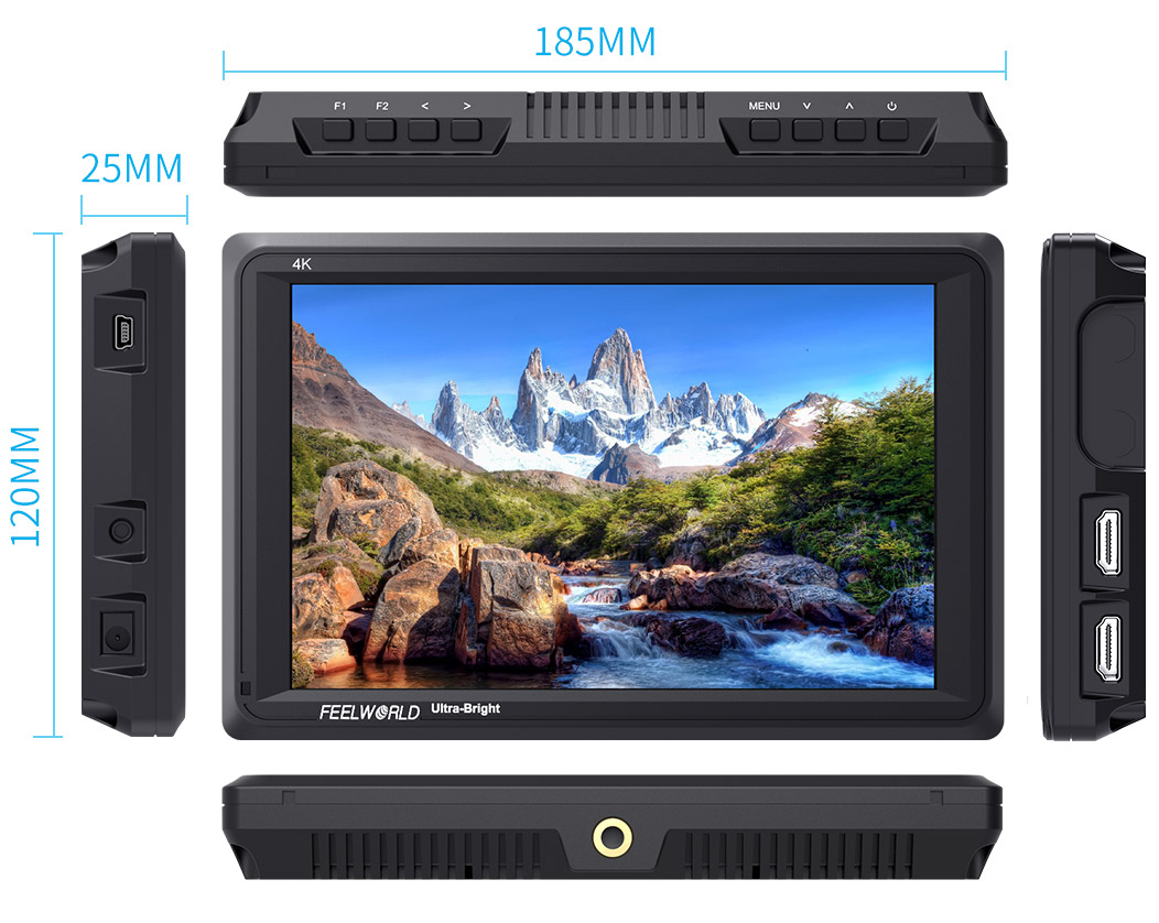 FeelWorld 7" 4K Ultra-Bright Monitor with Loop-Through HDMI 17 monitor 1080p hdmi