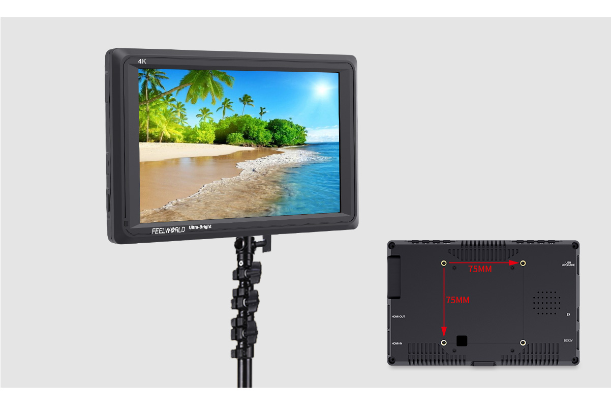 FeelWorld 7" 4K Ultra-Bright Monitor with Loop-Through HDMI 27 monitor 7 inch