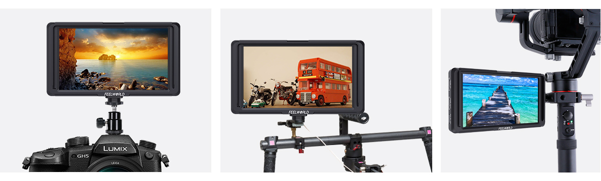 FeelWorld F5 5.0" Full HD HDMI On-Camera Monitor with 4K Support and Tilt Arm 31 small hd camera monitor