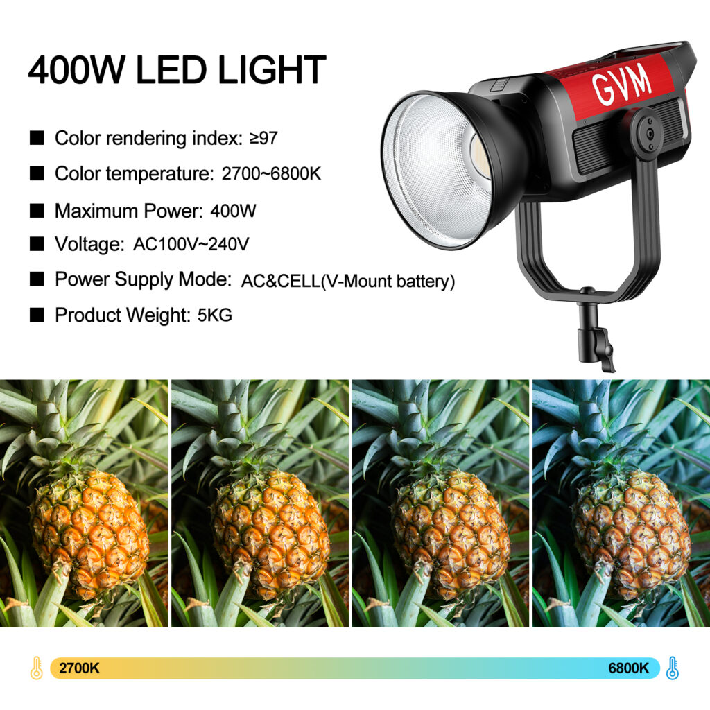 GVM PRO-SD400B 400W Bi-Color Monolight(V-mount && Mesh Bluetooth) 20 SD400B 输出 2