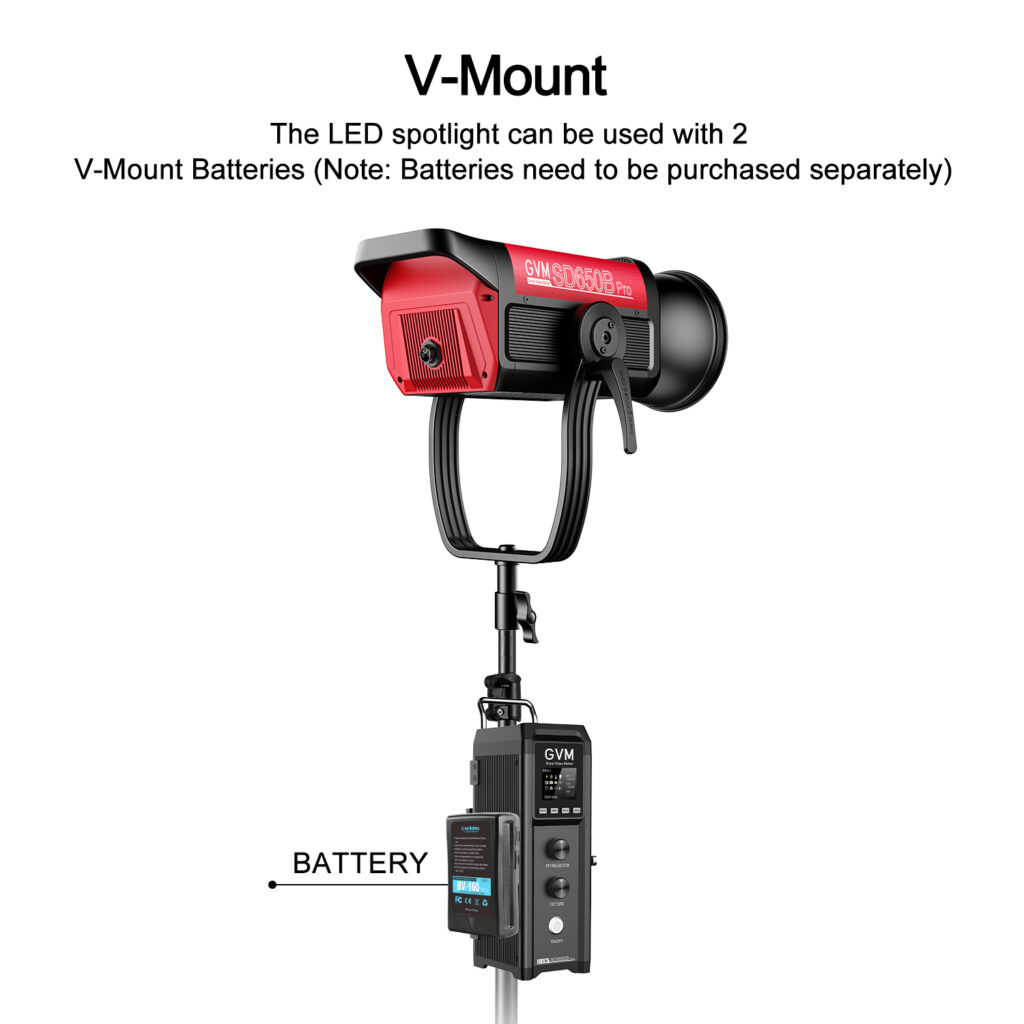 GVM PRO-SD650B 650W Bi-Color Monolight(V-mount && Mesh Bluetooth) 31 SD650B 电池功能 2