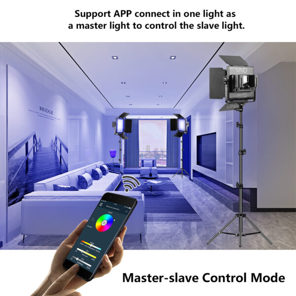 GVM 800D-Ⅰ40W Bi-color and RGB WIFI connection Panel Light Set of 3 lights - 图片 2