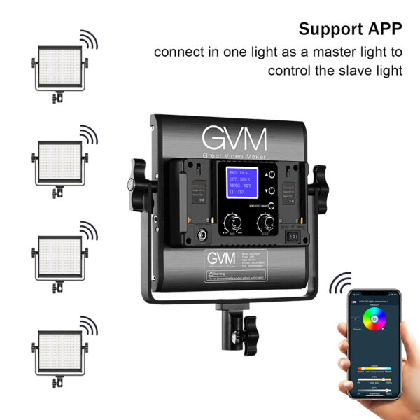 GVM 800D-Ⅰ40W Bi-color and RGB WIFI connection Panel Light Set of 3 lights - 图片 3
