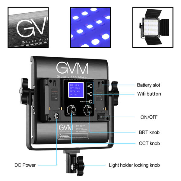 GVM 800D-Ⅰ40W Bi-color and RGB WIFI connection Panel Light Set of 3 lights - 图片 4