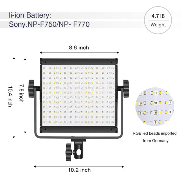 GVM 800D-Ⅰ40W Bi-color and RGB WIFI connection Panel Light Set of 3 lights - 图片 6