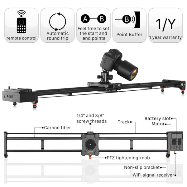 GVM GT-120WD Wireless Carbon Fiber Motorized Camera Slidera - 图片 9