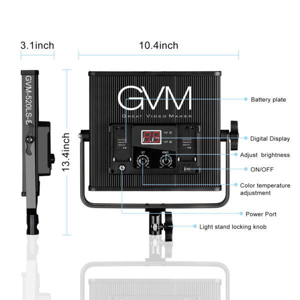 GVM-520LS-B High Beam High Brightness Bi-Color LED VIdeo Soft Light （No Four-Way Barndoor） - 图片 2