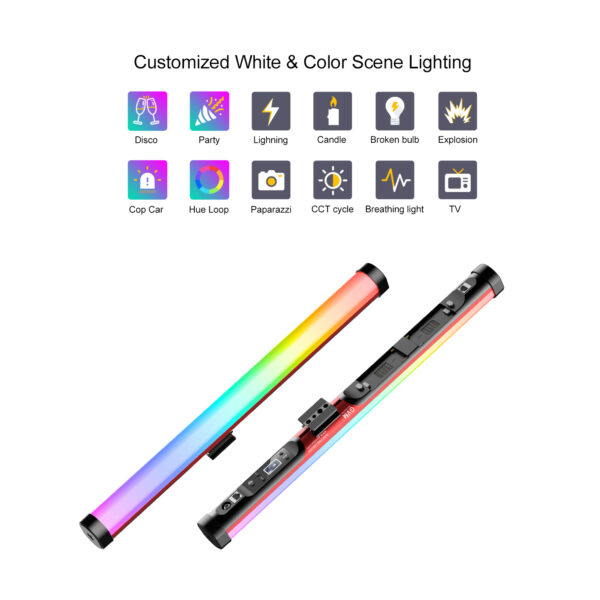 GVM BD25R Bi-Color RGB LED Light Wand 2-Light Kit (24") - 图片 14