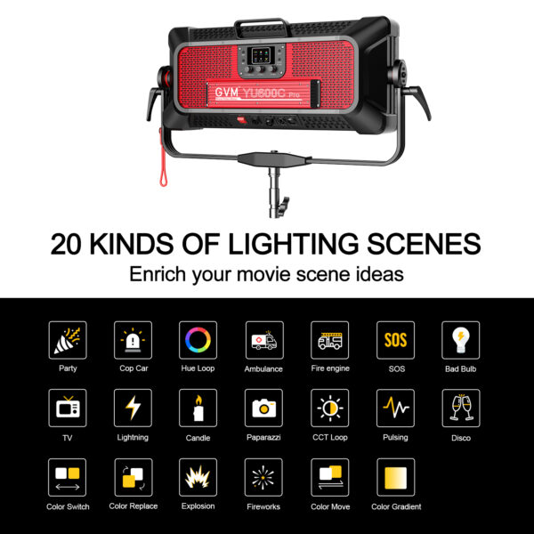 GVM YU600C Led Video Lights Panel Rgb And Bi-Color Studio Light - 图片 14