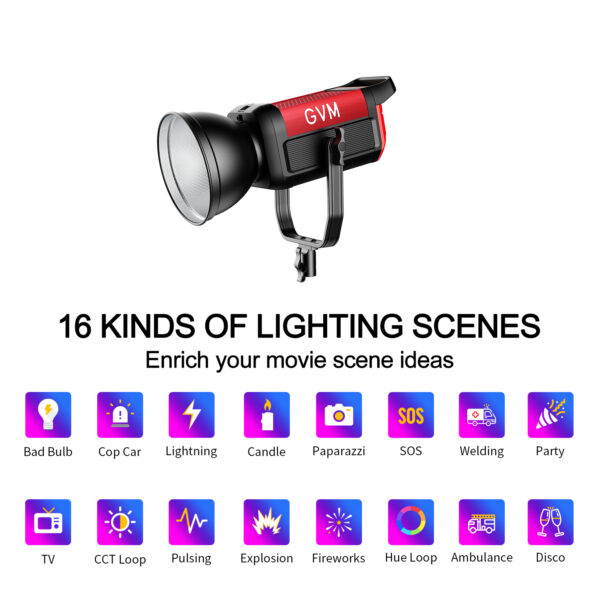 GVM PRO SD300C  300W High Power RGB&Bi-Color Monolight - Image 11