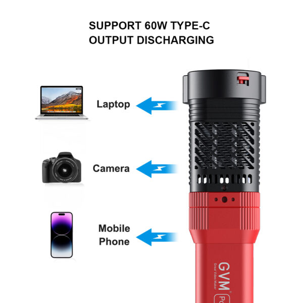 GVM-PD60C Built-in Battery Model 60W Flashlight (RGB) - 图片 13