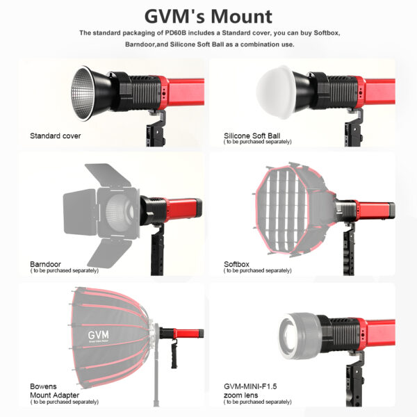 GVM-PD60B Built-in battery model (60W dual color temperature) 3-light set - 图片 5