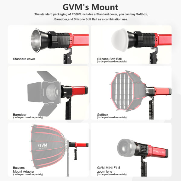 GVM-PD60C Built-in Battery Model 60W Flashlight (RGB) - 图片 4