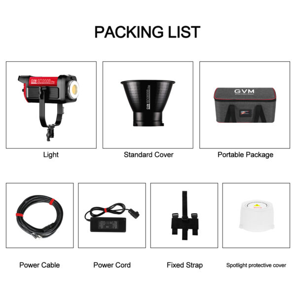 GVM PRO-SD200B 200W Bi-Color Monolight(V-mount && Mesh Bluetooth) - 图片 13
