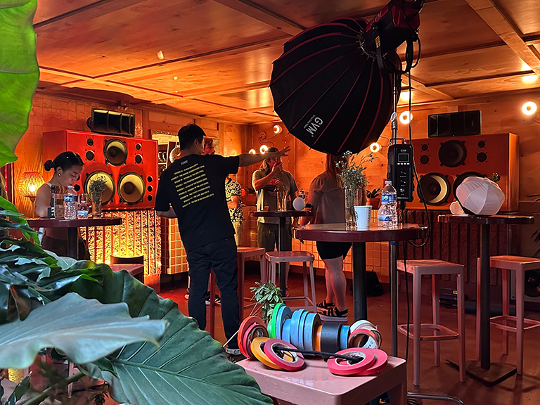 shows a variety of studio lighting equipment