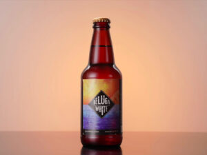 Sleek glass bottle under soft studio lighting