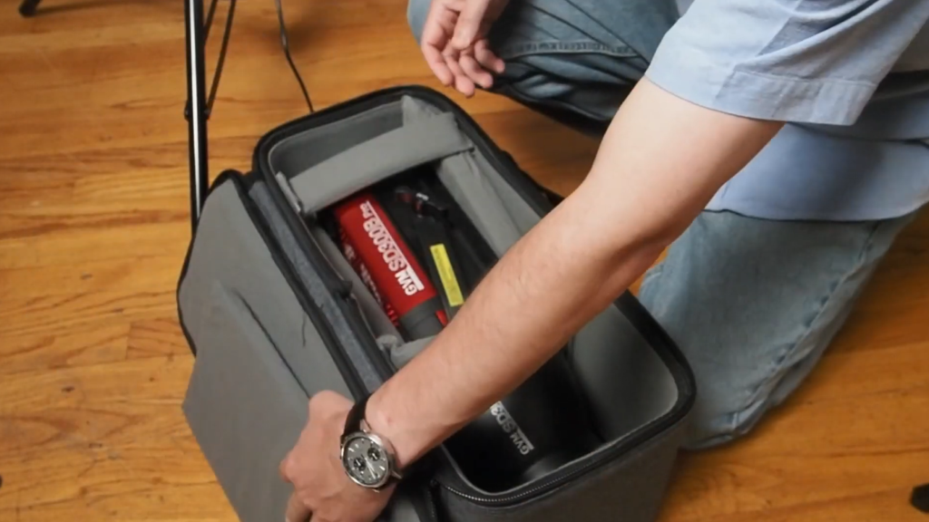 Unpacking a photography lighting kit